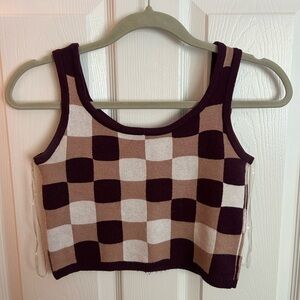 Cotton Emporium Checkered Knit Crop Top Size S